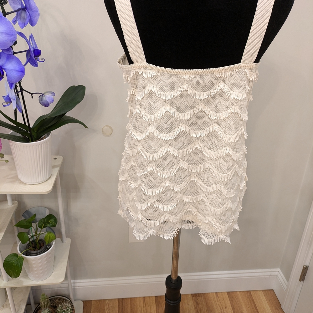 Ann Taylor Cream Ruffled Backless Camisole Top Size L